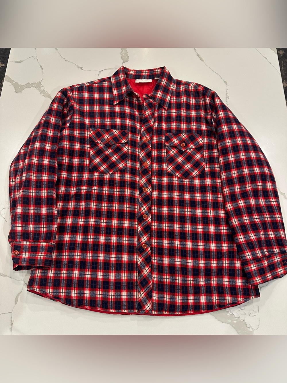 VTG Tarleton Red Plaid Quilted Flannel Button Up Shirt Jacket Men XL Lumberjack
